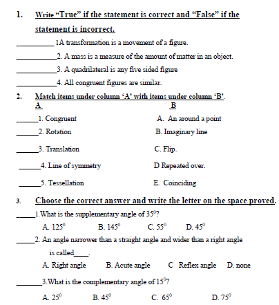 CBSE Class 3 Mathematics Revision Worksheet Set H